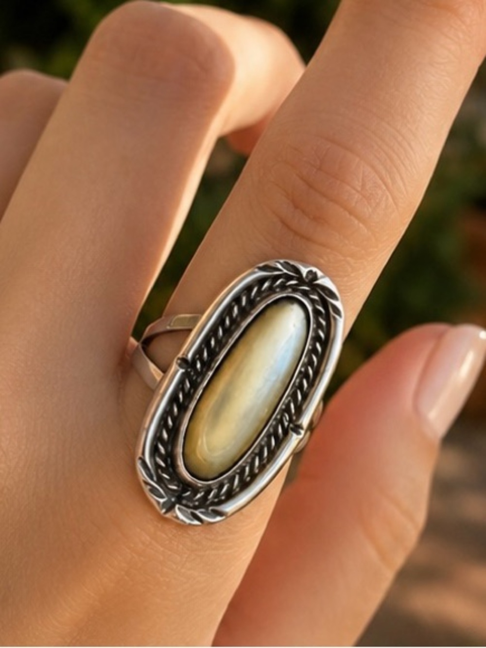Native American Mother Of Pearl Sterling Silver Ring